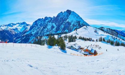 Winter panorama of Zwieselalm mount, Gosau, Austria Winter panorama of Zwieselalm mount, Gosau, Austria